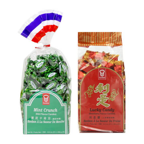 Garden Lucky Candy Crunch Strawberry and Mint Flavour Candies 12.3oz (350 g) - 2 Pack