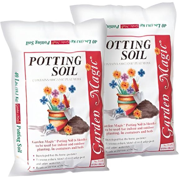 Garden Magic General Purpose Potting Soil Mix, 2 Pack 40 lb Bags, Moisture Retaining Potting Soil for Indoor & Outdoor Container Planting