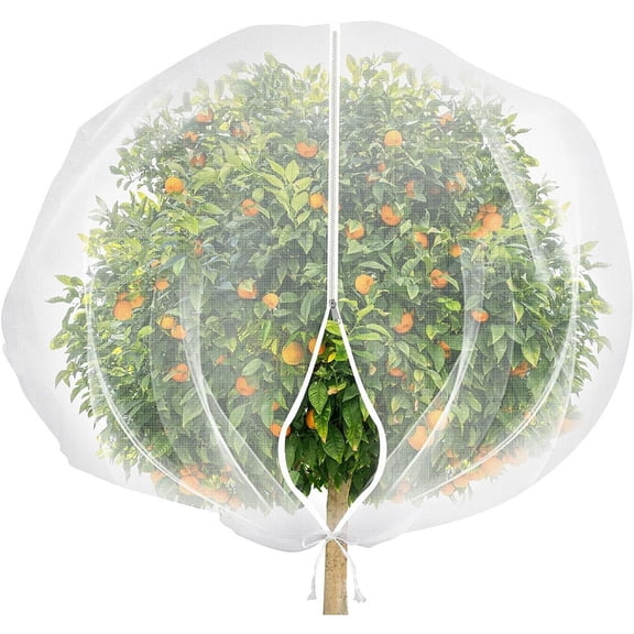 Garden Mesh Netting Barrier, Bird Netting for Fruit Trees, Mesh Drawstring Bag, Fruit Netting Bags, Zippered 87X72 in Plant Insect Bird Cover with Tight Pull Cord Seal for Outdoor