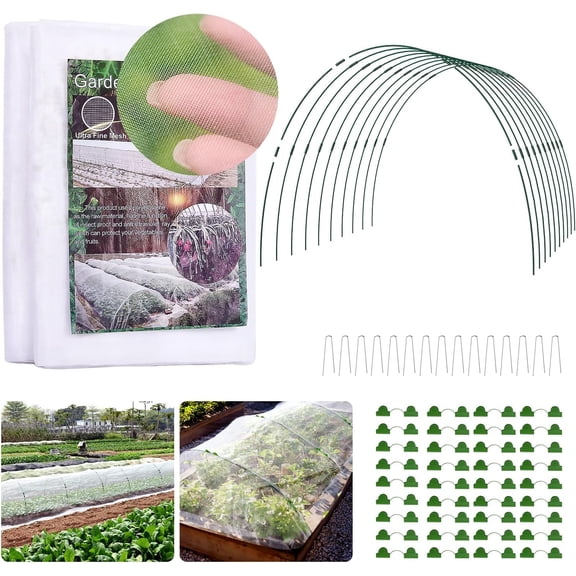 Garden Mesh Netting Kit, Mesh Netting Protection for Vegetables/Fruits/Flowers/Plants, Garden Netting Pest Barrier for Greenhouse/Garden/Raised Bed, 10ft x 33ft