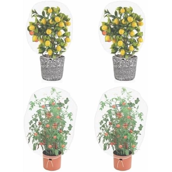 Garden Mesh Netting for Plants, 4 Pack Insect Bird Barrier Net Mesh with Drawstring, 3.3x2.6 FT Garden Bug Netting Plant Cover for Protect Fruit Tree Vegetable Flower