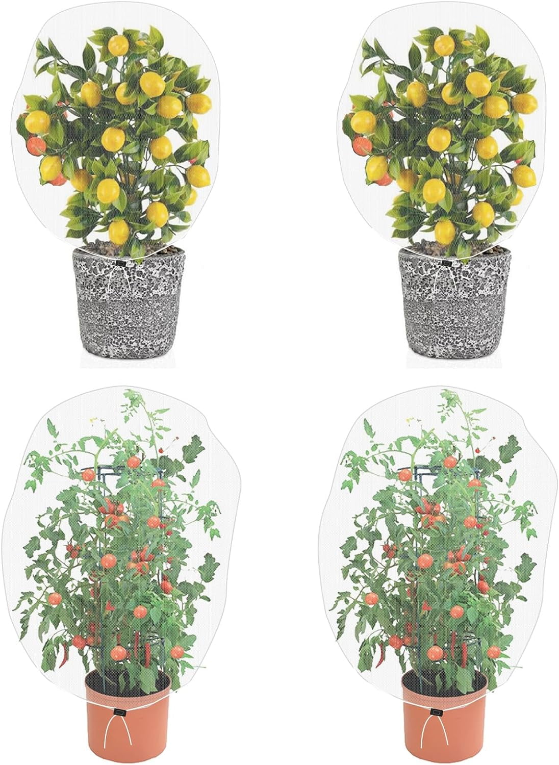 Garden Mesh Netting for Plants, 4 Pack Insect Bird Barrier Net Mesh with Drawstring, 3.3x2.6 FT Garden Bug Netting Plant Cover for Protect Fruit Tree Vegetable Flower