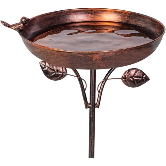 Garden Metal Bird Bath 12" Bird Bath Bowl with 5 Prongs Base Stake, Bird Baths for Outdoors Cast Iron Birdbath Standing Bird Feeder Bath