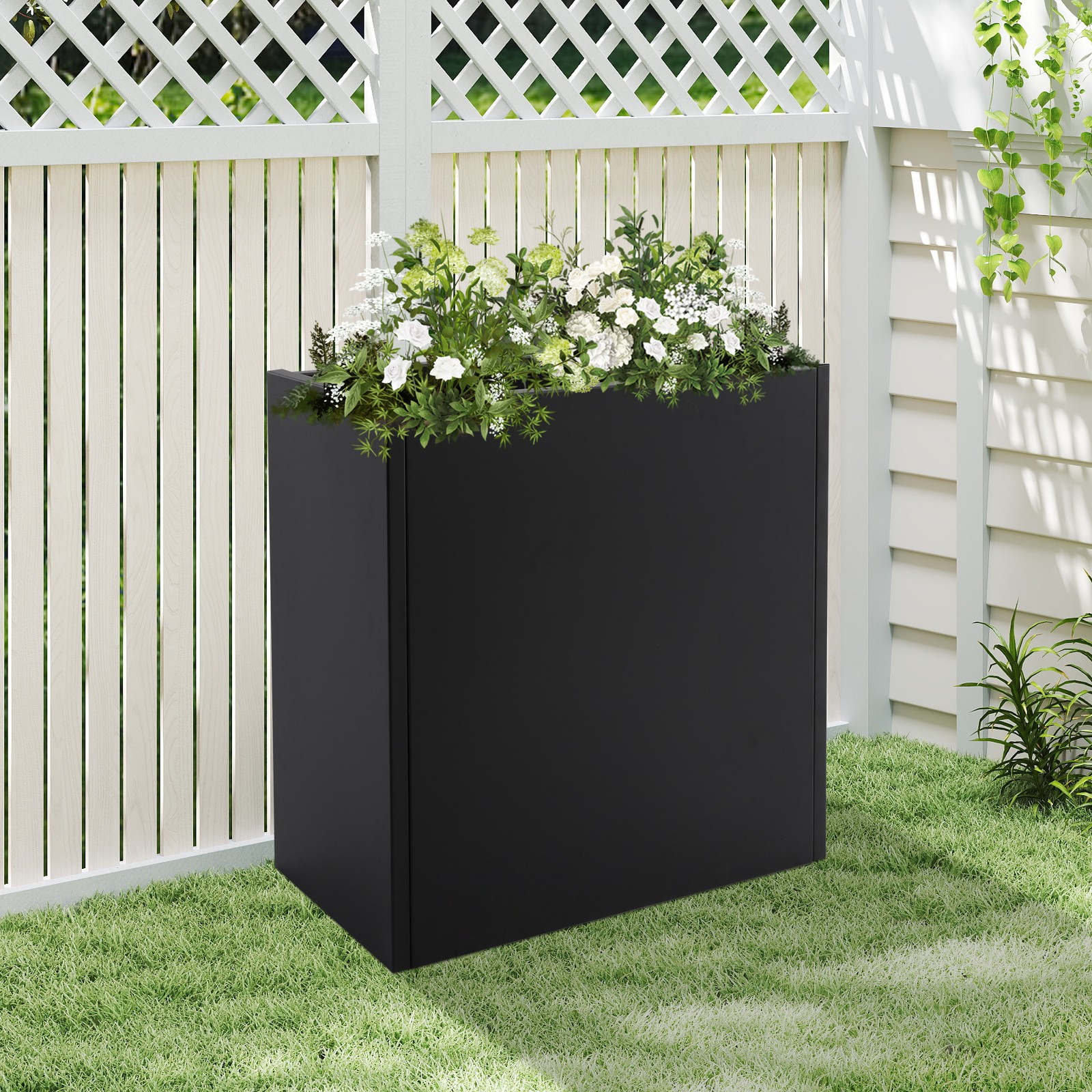 Planter Box Metal Rack Garden Metal Planter Box, Steel Planter Box w/Removable Insert Shelf w ...