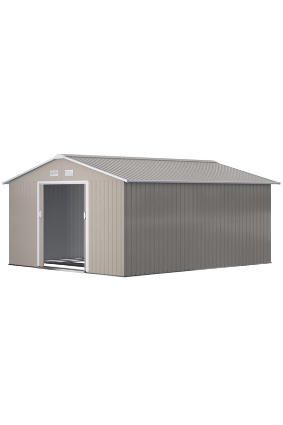 Garden Metal Shed, Storage Shed Utility Storage with Double Locking Doors for Bike, Yard Tools, Light Gray