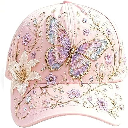 Garden Morning Cap, Adjustable Floral Animal Print Hat, Breathable & Comfortable Fit Hat, Packable Sun Hat for Casual Weekend Outdoor(Butterfly)