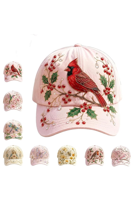 Garden Morning Cap, Bee & Bloom Baseball Hat, Adjustable Cotton Hummingbird Flowers, Lightweight Breathable for Outdoor