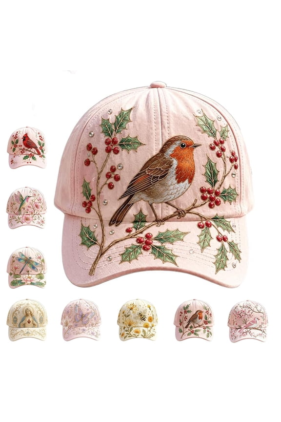 Garden Morning Cap, Bee & Bloom Baseball Hat, Adjustable Cotton Hummingbird Flowers, Lightweight Breathable for Outdoor