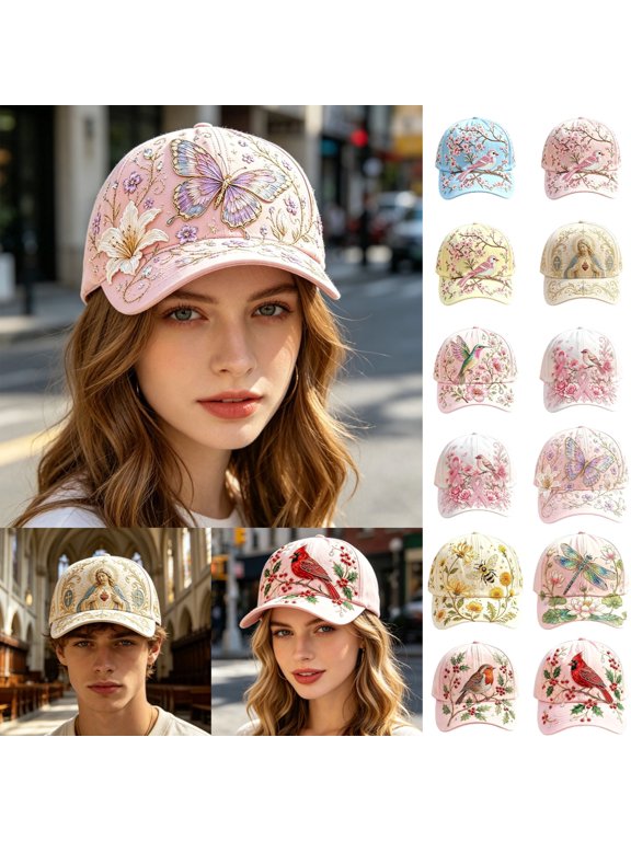 Garden Morning Cap for Women 2026, Womens Baseball Caps Adjustable Baseball Cap with Honeybee Flower Botanical