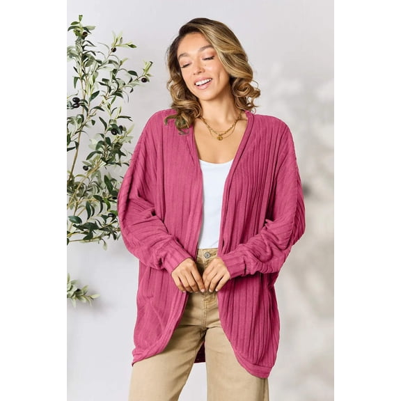 Garden Naked Basic Bae Full Size Ribbed Cocoon Cardigan