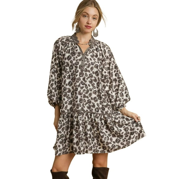 Leopard Print Tiered Mini Dress