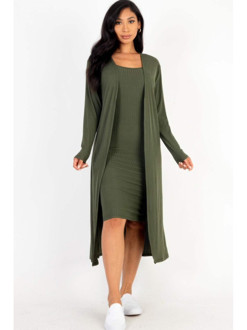 knee length dresses for ladies Buy Sexy Partywear Alexis Ribbed Cami Midi Dress – OUTCAST main image 0
