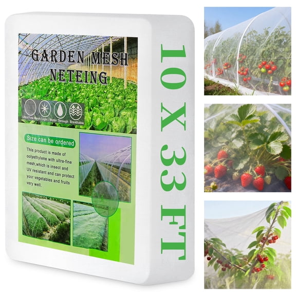 MOJINO Garden Netting 10 x 33 ft, Ultra Fine Mesh Plant Cover for Vegetable Garden, Pest Barrier Row Cover and Bird Netting for Raised Beds, Fruits, Flowers and Trees