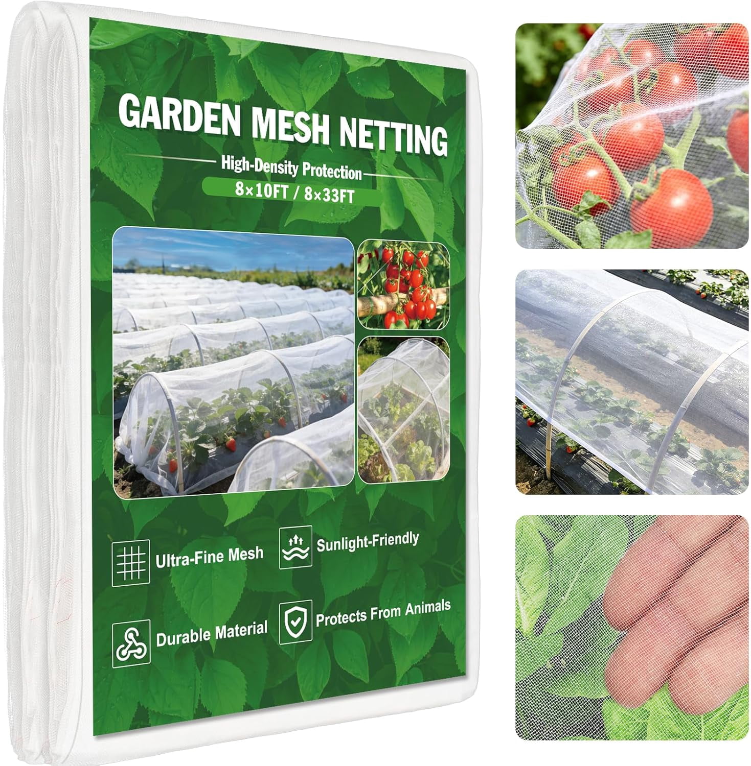 Garden Netting 8x33FT Ultra-Fine Mesh PE Cover for Vegetables Fruits Garden Row Cover Raised Bed Durable Protection from Birds Animals