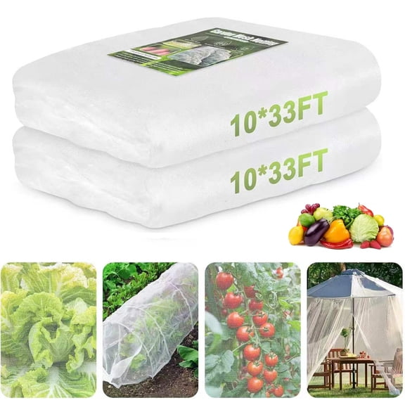 Garden Netting, 2 Pack 10x33Ft Durable Ultra Fine Garden Netting, Garden Plant Cover Row Cover Makes Plants, Vegetables, Fruits, and Flowers Grow Better