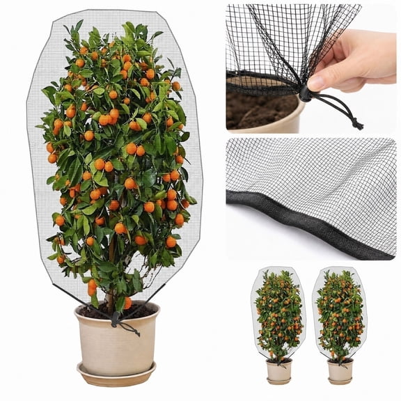Garden Netting, Dwarf Citrus Cover, Kumquat Tree Cover, Potted Plant Cover, 32X48 Inch Uv Resistant Polypropylene Mesh Insect and Bird Proof Plant Barrier