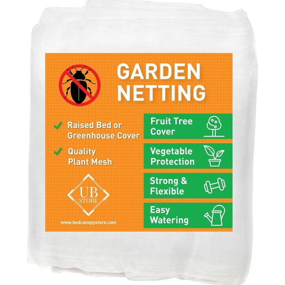Garden Netting 10x30 FT – White Mesh Cover for Birds, Insects & Bugs | Protective Net for Fruit Trees, Vegetables, Strawberries & Berry Plants