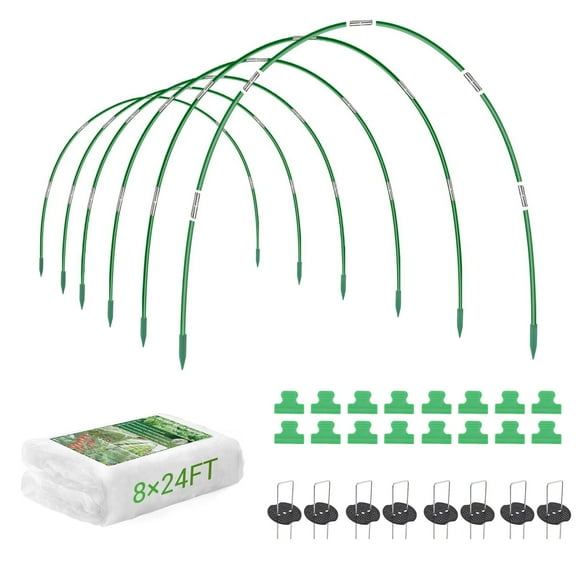 Garden Netting Kit with Hoops & Stakes, 8x24ft Ultra-Fine Mesh Plant Cover, Bird & Insect Barrier Net for Raised Garden Beds, Vegetables, Fruits & Flowers Protection