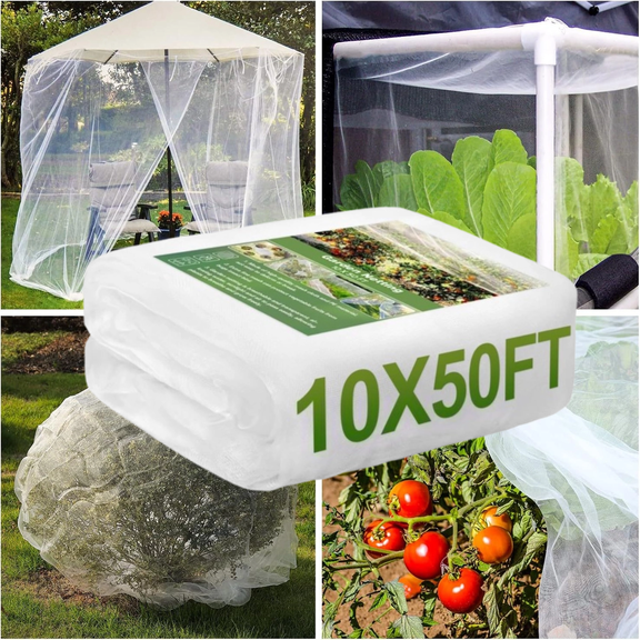Garden Netting Pest Barrier 10 x 50FT Garden Mesh Netting Insect Netting Garden Neting for Raised Beds Garden Insect Barrier Plant Mesh Cover for Vegetable Flowers Fruits Plants Greenhouse