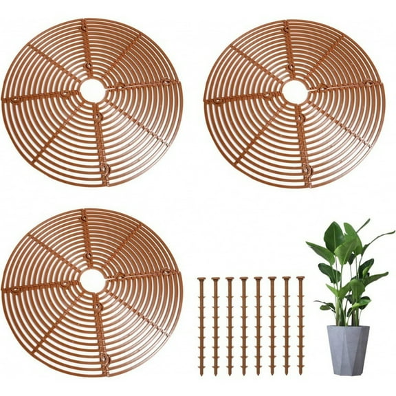 Garden Netting for Climbing Plants, Plant Protector, 10 in Opening, Garden Plastic Weed Barrier, Stops Soil Washout, Patio Pots, Brown, 1 Kit