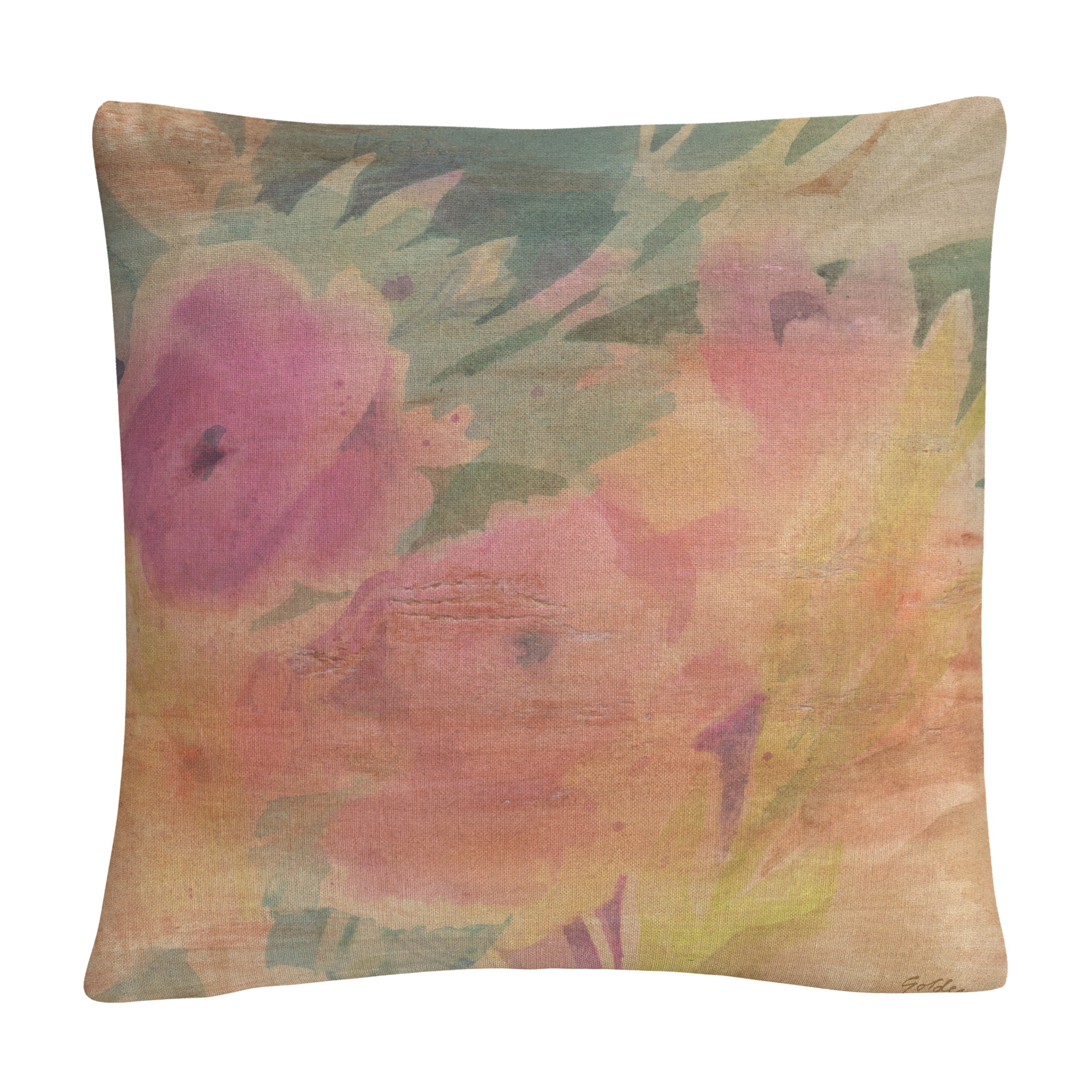 Garden Nostalgia' Pink Modern Motif By Sheila Golden 16 X 16 Decorative Throw Pillow