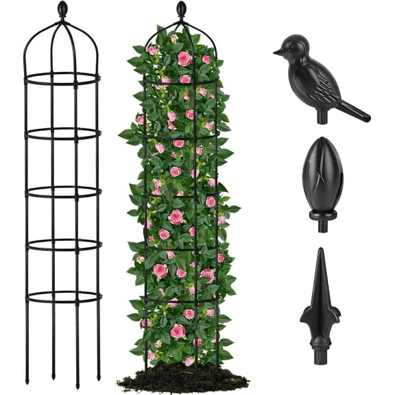 Garden Obelisk Trellis for Climbing Plants Outdoor 6.7 Ft Rose Bush Round Trellis for Pots Rustproof Metal Plant Flower Trellises for Clematis Vine Jasmine Support Outdoor