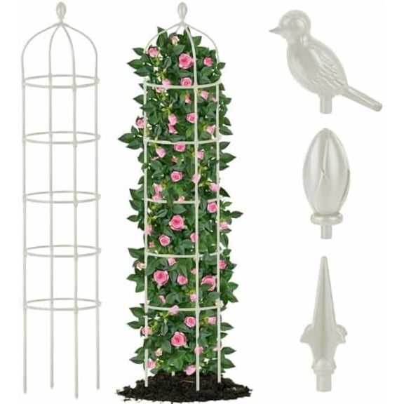 Garden Obelisk Trellis for Climbing Plants Outdoor 6.7 Ft Rose Bush Round Trellis for Pots Rustproof Metal Plant Flower Trellises for Clematis Vine Jasmine Support Outdoor Indoor