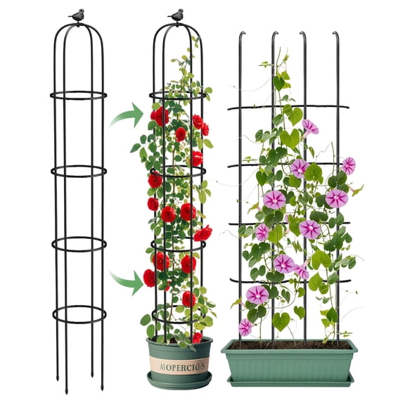 6.2ft Garden Obelisk Trellis for Climbing Plants Rustproof Metal Pipe with Heavy Duty Plastic Coated Garden Outdoor Indoor Potted Plant Support for Clematis Vine Jasmine Support