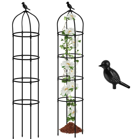 Garden Obelisk Trellis for Climbing Plants Outdoor, 6 Ft Rose Bush Round Trellis for Pots Rustproof Metal Plant Flower Trellises for Clematis Vine Jasmine Support Outdoor