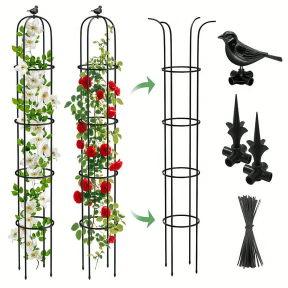 Garden Obelisk Trellis For Climbing Outdoor, Tower Obelisk Garden Trellis For Climbing , Tomato Cage, Rose, Flowers, Grape, Pea, Cucumber Trellis