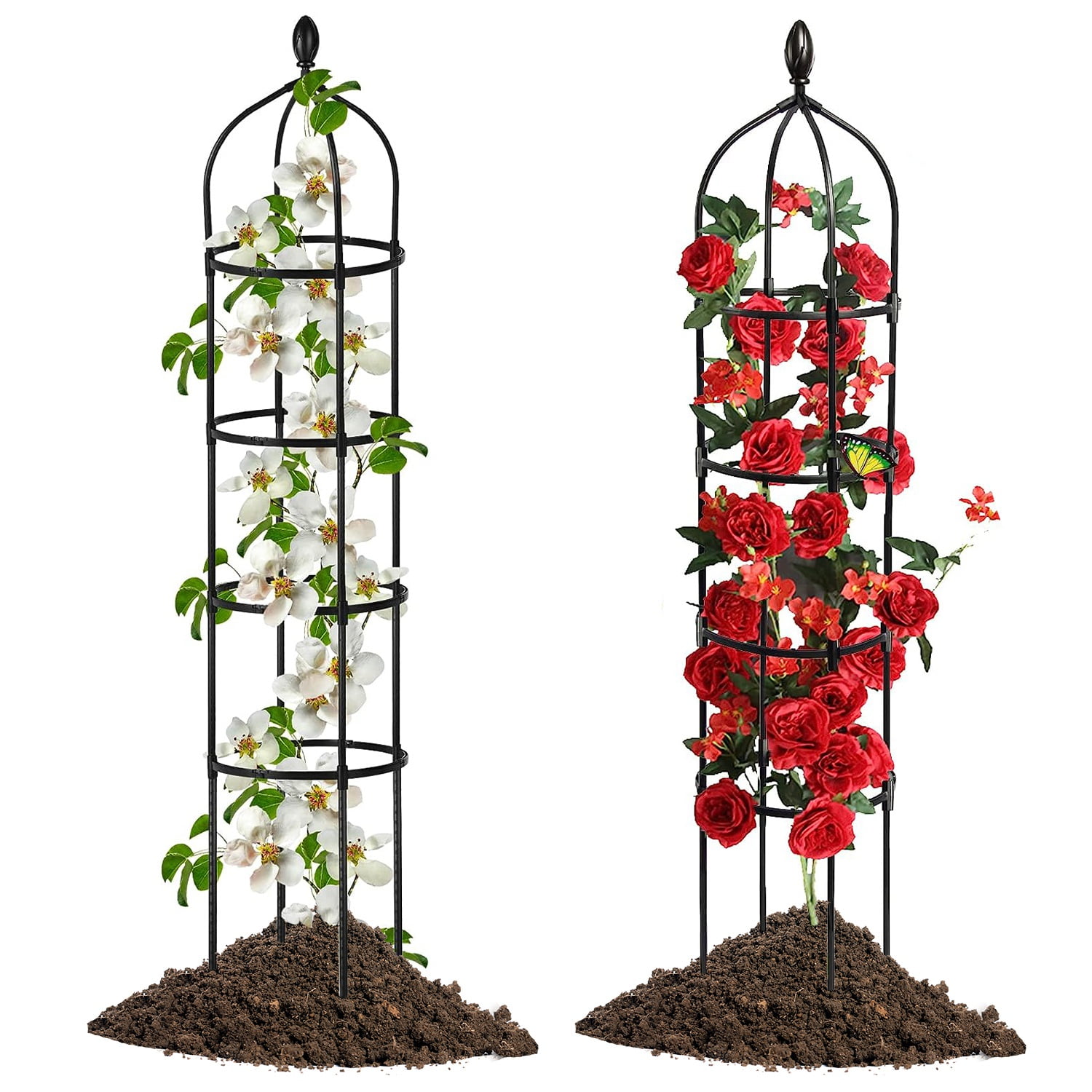 Garden Obelisk Trellis for Climbing Plants, 6ft Rose Bush Round Trellis