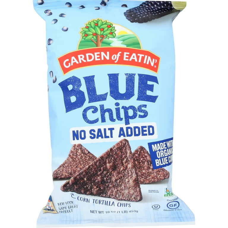 Blue Corn Tortilla Chips No Added Salt - Garden of Eatin