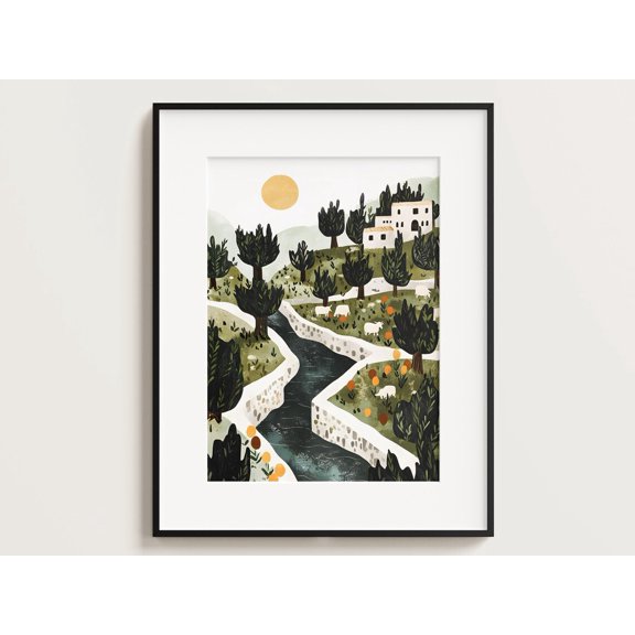 Garden Of Eden Portrait Heaven Animals Illustration Jesus Boho Art Christian Wall Art Jesus Art Bible Art, Unframed Paper Poster 8x10in