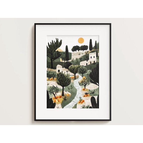 Garden Of Eden Portrait Heaven Animals Landscape Illustration Jesus Boho Art Christian Wall Art Jesus Art Bible Art, Unframed Paper Poster 8x10in