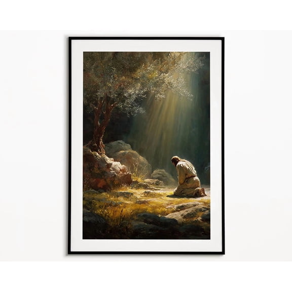 Garden Of Gethsemane Poster, Christ Praying Art, Jesus Poster, Christian Wall Art, Bible Art, Jesus Print, Christian Art