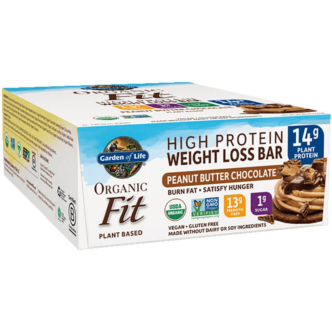Garden Of Life Protein Organic Fit Weight Loss Bar, Peanut Butter Chocolate, 12 Ct