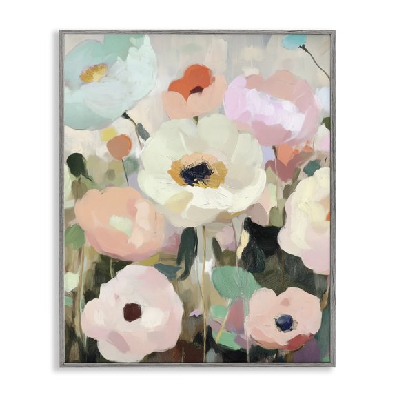 Stupell Industries Garden Of Mint Flowers Gray Framed Giclee Art, design by Annabelle Hall, 14 x 11