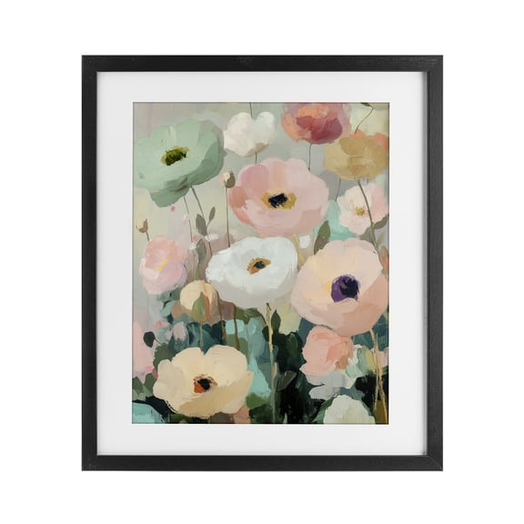Stupell Industries Garden Of Mint Poppies Black Framed Print Under Glass, design by Annabelle Hall, 16 x 13