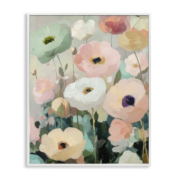 Stupell Industries Garden Of Mint Poppies White Framed Giclee Art, design by Annabelle Hall, 20 x 16