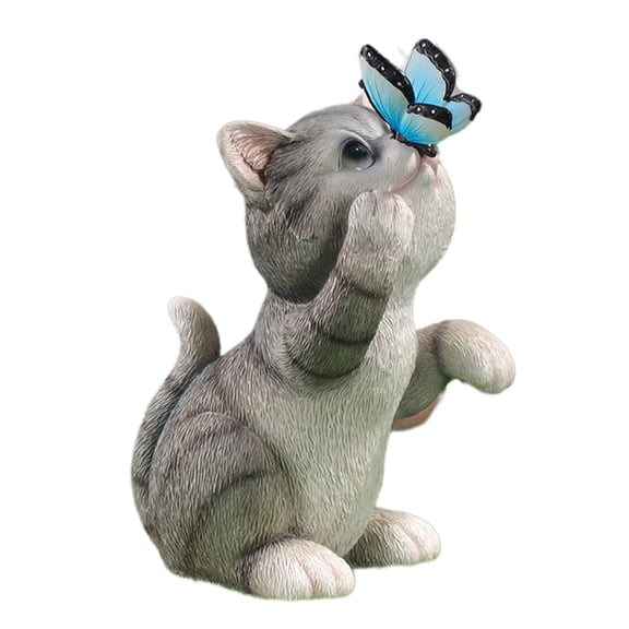 Garden Ornament Cats Solar Light Statue for Backyard Cafes Indoor Outdoor Statue Sculpture LED Cats Figurine Yard Lamp