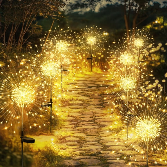 2-8 Pack Garden Decor Outdoor Lights 120LED, Solar Garden Lights Outside Fairy Firework Decorative