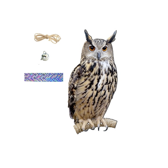 Garden Outdoor Hanging Bird Repellent Owl Pendant Scarecrow Device with Wind Chimes for Orchard Farm Protection Decoration(Multicolor)