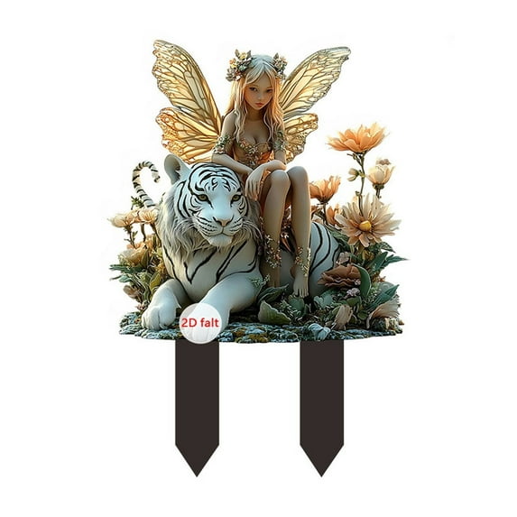 Garden Outdoor Statues Garden Stake Decor, 2D Flat Acrylic Fairy Garden Decor Panel, Backyard Accessories for Lawn Yard Art Porch Patio Housewarming Gift
