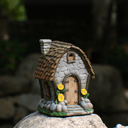 Zayton Solar Resin Stone Fairy House, Waterproof Fade Resistant Outdoor Garden Cottage Decor for Patio Lawn Landscape