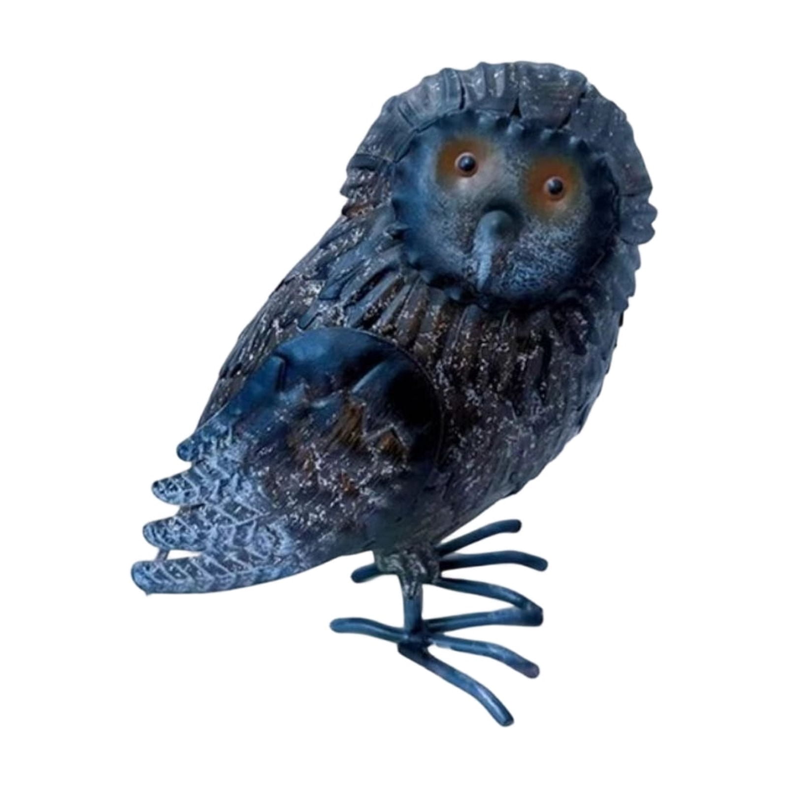 Garden Owl Sculptures & Statues, Standing Metal Bird Yard Art Sculpture for Patio Backyard Pond Outdoor Decorations (Brown)