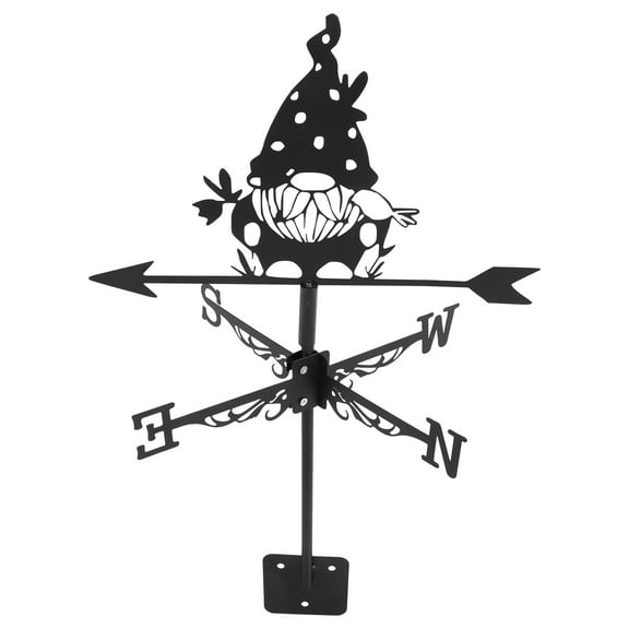 NIYANGLE Metal Weather Vane Gnome Weathervane Iron 1Pcs Black Wind Direction Indicator for Patio
