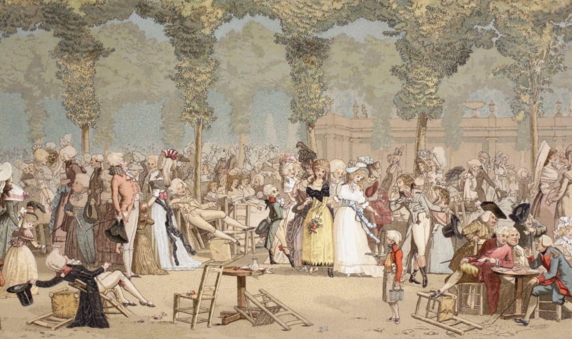 Garden On The Palais-Royal Paris France In The 18Th Century From Xviii Siecle Institutions Usages Et Costumes Published Paris 1875 Canvas Art - Ken Welsh Design Pics (19 x 11)