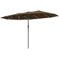 thumbnail image 1 of Garden Parasol, Double-Sided Sun Umbrella with LED Solar Lights, Patio Parasol for Outdoor, Coffee, 1 of 7