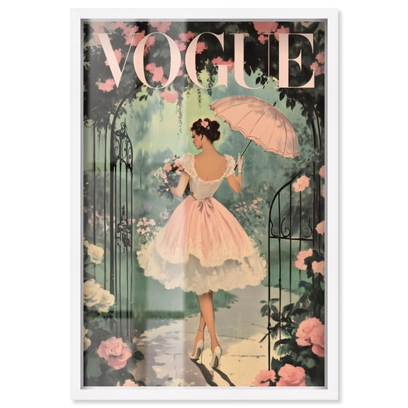 Garden Parasol Stroll Cover Shadowbox Print Glam Art Prints by Art Remedy, White Frame, 10 x 15