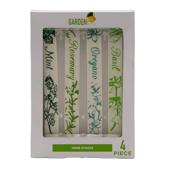 Garden Party 4 Piece Herb Stakes Set - Mint, Rosemary, Oregano, Basil